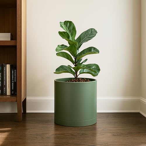 D'vine Dev Plastic Planter Pot with Saucer, 10 in, Olive, 74-X-I-2 - Image 5