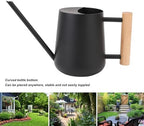Indoor Watering Can with Long Spout, 16oz Metal Watering Can Plant Watering Can Mini Watering Can with Wood Handle for Indoor Plants, Bonsai Outdoor Garden Flower (Black) - Image 3