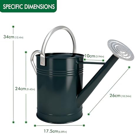 1.7 Gallon Metal Watering Can with Removable Spout, Durable Galvanized Steel Water Can for Indoor Outdoor Garden Plants (Dark Green) - Image 2