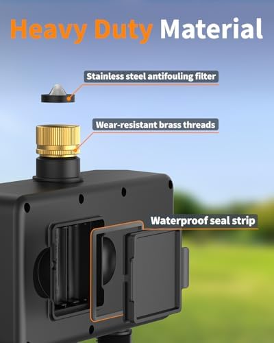 Diivoo 4 Zone WiFi Water Timer with Brass Inlet, Smart Hose Sprinkler Timer 4 Outlets Compatible with Alexa/Google Assistant, 24 Irrigation Plans, Rain Delay & Mist Mode for Garden Lawns (2.4GHz Only) - Image 6