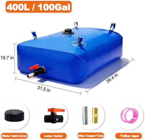 400L/100Gal Water Bladder Tank, Foldable Portable Water Storage Container - Image 2
