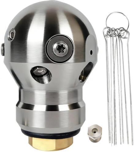 3/8 Rotary Sewer Jetter Nozzle Kit for Pressure Washer,120L/min (31.7 GPM) by Unknown