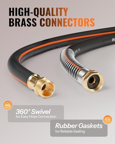 20FT x 5/8" Rubber Garden Hose, Heavy Duty Garden Hose, 300 PSI Working, 1000 PSI Burst, Swivel Handle with Stainless Steel Ring, 5-Layer Braided, All-Weather Outdoor Use, BG20GH06 - Image 6