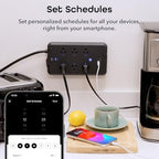 Geeni Smart Plug Power Strip, 6 Outlets & 2 USB Ports, Surge, 6 ft., Black - Image 6