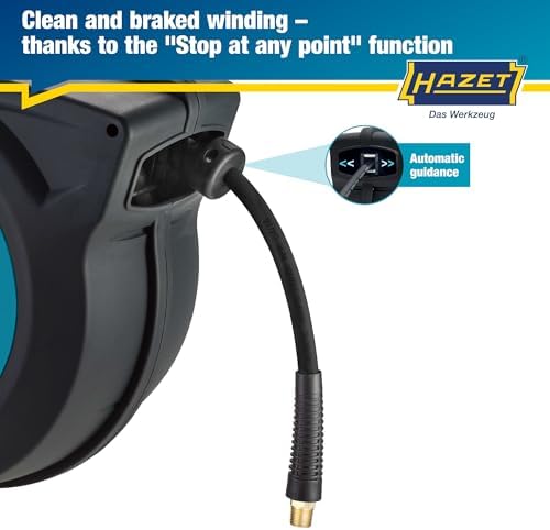 HAZET Hose Reel 9040N-10 I Hose Length: 15 Meters/49.21 Feet, Hose Inner Diameter: 0.39 Inches/10mm, Max. Pressure: 290 Psi for Compressed Air and Water I For Clean Winding of Hoses - Image 3
