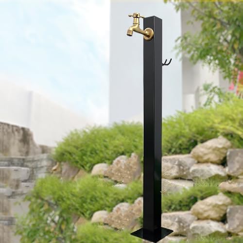 Garden Water Column - Stainless Steel Square Outdoor Freestanding Faucet - Garden Hose Holder Freestanding - Outdoor Water Fountain Faucet - 37.5inch in Height by Unknown