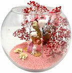 Charming 'Sweet ' Glass Globe Terrarium, 6.3 x 7.1 inches, Preserved Flowers & Pompoms, Gift for Friend or Girlfriend, Cute Decorative Accent, Home Decor Accent by Unknown
