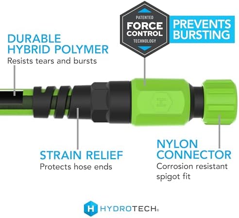 HydroTech Super-Lite Hybrid Polymer Garden Hose 5/8 in x 50 ft, Green - Image 2