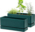 D'vine Dev 2-Pack Rectangular Planters, 12 x 4.5 in, Green, 76-X-C-2 by DvineDevPlanterPotsandStand