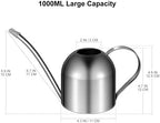 YARNOW 1000ml Stainless Steel Watering can with Long Spout for Indoor Plants, Succulents, and Garden Use (Silver) - Image 7