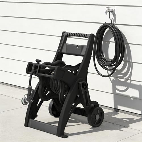 175FT Hose Reel Cart, Garden Hose Reel Holder with Guide, Large Capacity, Durable Resin Outdoor Water Hose Reel with Wheels - Image 6