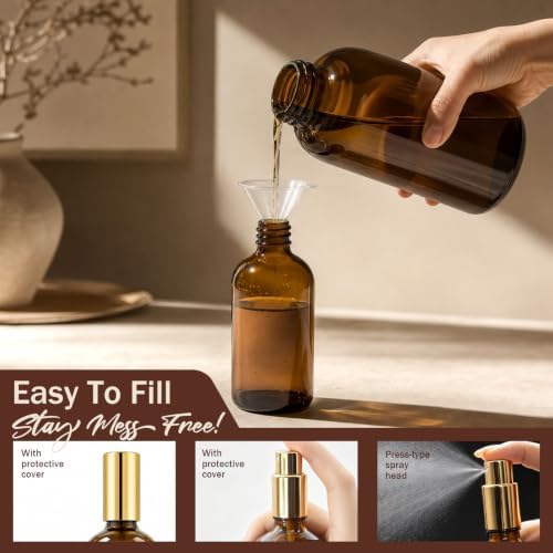 Cocurb 35Pcs 4 oz Amber Glass Spray Bottles with Luxury Gold Sprayers&Caps - Image 4