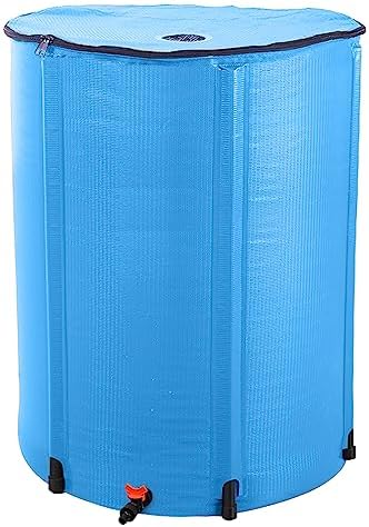 100 Gallon Collapsible Rain Barrel, Portable Rainwater Collection System, Water Storage Tank, Rain Catcher Barrel with Spigots and Overflow Kit, Rainwater Barrels Collector for Garden, Blue by ANTSKU