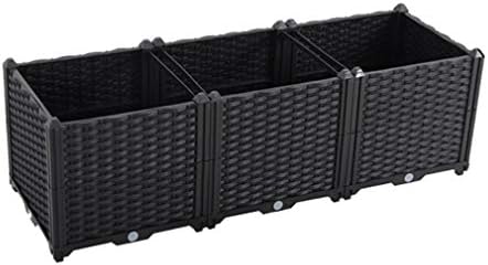 Hershii Rectangular Deepened Garden Raised Bed Kits Plastic Plant Containers Indoor Outdoor Vegetables Herbs Flowers Growing Planter Box - Black - 46.06 X 15.35 X 14.96 Inches by FineLivingStartingwithaHome