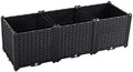 Hershii Rectangular Deepened Garden Raised Bed Kits Plastic Plant Containers Indoor Outdoor Vegetables Herbs Flowers Growing Planter Box - Black - 46.06 X 15.35 X 14.96 Inches by FineLivingStartingwithaHome