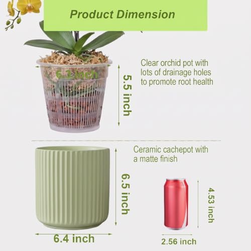 Large Ceramic self Watering Pot for houseplant,6.4inch,Green,2 Pack - Image 2
