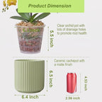 Large Ceramic self Watering Pot for houseplant,6.4inch,Green,2 Pack - Image 2
