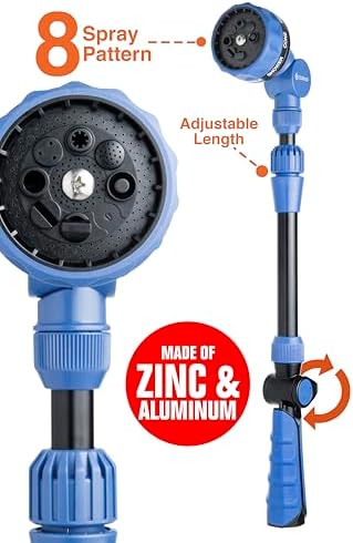 20-Pack with Corvid Adjustable Thumb Control Garden Watering Wand, 19-24 Inch Telescoping Hose Nozzle 8 Spray Patterns, Heavy-Duty Zinc & Aluminum for Precise Watering and Cleaning - Image 2