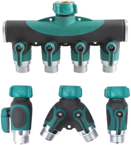 1-2-4 Way Heavy Duty Garden Hose Splitter Faucet Splitter, Outdoor Faucet Splitter Adapter for Water Hose, Water Spigot Splitter(4 Way USA) by Unknown