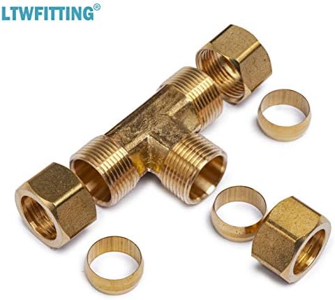 LTWFITTING 5/8-Inch OD Compression Tee,Brass Compression Fitting(Pack of 10) - Image 2