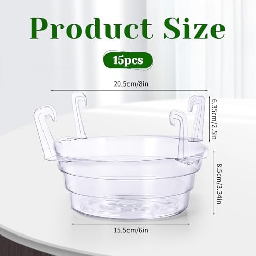 15 Pcs 8 Inch Hanging Plant Water Catcher, Clear Plastics Hanging Basket Drip Pans, Hangings Plant Saucer Drip Pan for Hangings Basket Indoor & Outdoor Use - Image 2