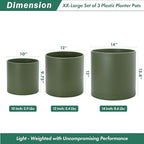 D'vine Dev 3-Pack Plastic Pots & Saucers, 10/12/14 in, Olive, 74-V-I-6 - Image 3