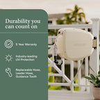 HOSELINK Evolve 90ft Hi-Flow Beige Retractable Garden Hose Reel, NEW Heavy Duty, Automatic Rewind, Lock Anywhere, 180 Degree Swivel, Wall Mounted Watering Solution for yard and outdoors (90ft Hi-Flow) - Image 3