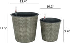 2-Pack Self-Watering Wicker Planters, 13.4 Inch, Gray - Image 4