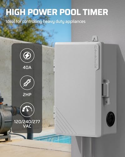 DEWENWILS Pool Pump Timer, Digital Timer Box, 2HP 40A 120-277 VAC, 7-Day 20 ON/Off Programmable Timer Switch for Water Heater, Pool Pump, SPA, Motor, ETL Listed Gray - Image 2