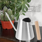 1300ml Watering Can, Durable Stainless Steel Watering Cans, Indoor Outdoor Long Spout Water Can for Succulent Bonsai Garden Flower(Stainless Steel) - Image 2