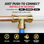 QuickFitting 1/2" Brass Push-to-Connect Slip Repair Coupling, 3 Pack - Image 3