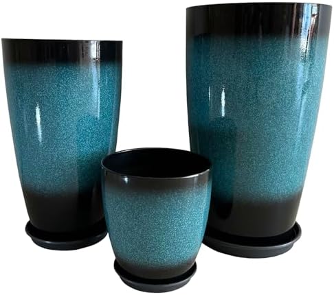 24/21/11 Inch Tall Planter Pots Garden Plastic Planters - Set of 3 for Indoor & Outdoor Use - Decorative Lightweight Flower Pots by MinCHI257