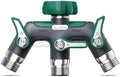 RAINPOINT 3 Way Hose Splitter, 100% Metal Heavy Duty Garden Hose Splitter With 1.9" Extra Long Handle & Individual Shut Off, 3/4 Inch GHT Thread Water Hose Connector For Spigot Faucet (Dark Green) by RainPoint