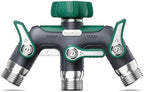 RAINPOINT 3 Way Hose Splitter, 100% Metal Heavy Duty Garden Hose Splitter With 1.9" Extra Long Handle & Individual Shut Off, 3/4 Inch GHT Thread Water Hose Connector For Spigot Faucet (Dark Green) by RainPoint