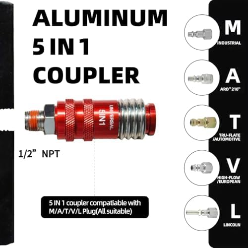 5 In 1 Universal Quick Industrial ConnectCoupler Air Hose Fittings1/2"NPT 5-in-1Quick Connect Air Fitting Air CompressorAccessories Fitting (2 PCS) - Image 2