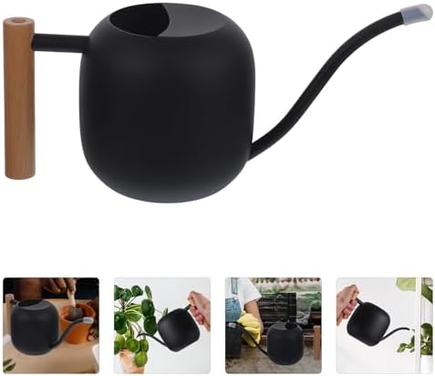 Stainless Steel Watering Can Black 1.2l with Long Spout - Image 7