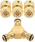 For Solid Brass Y Piece Junction with Quick Connectors kit Garden Hose Splitter for 13mm 1/2" and 15mm 5/8" for Anti-leak by Unknown