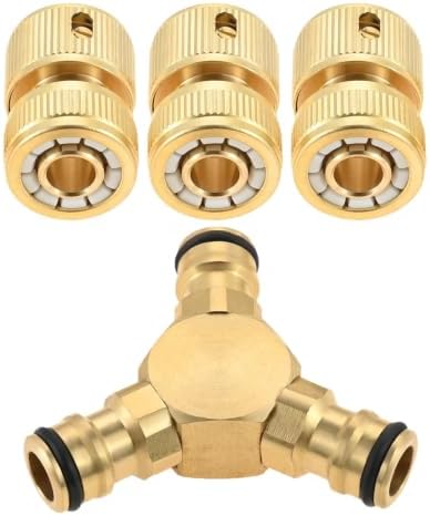 For Solid Brass Y Piece Junction with Quick Connectors kit Garden Hose Splitter for 13mm 1/2" and 15mm 5/8" for Anti-leak by Unknown