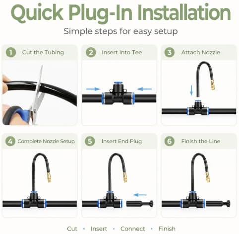 Easy-Install Garden Irrigation System | Flexible Nozzles, Mist Spray Watering, Quick-Connect Fittings (10cm Nozzle, 295ft Reach) for Efficient Watering - Image 2