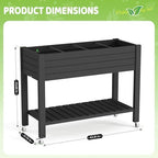 Vixzen Raised Garden Bed Outdoor,Reinforced Large Planter Box with Wheels & Storage Shelf,Mobile Planter Bed Box for Backyard, Patio, Balcony (Black, 21Gal（43.31"×17.72"×33.66"）) - Image 2