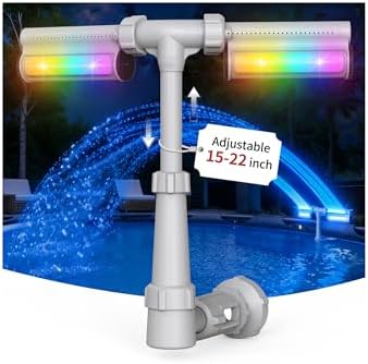 Pool Fountain 7-Color 4 Modes LED Lights for Above/Inground Pools, Dual Sprayer Sprinkler Waterfall Cool 20℉, Pool Lights w/Remote, Adjustable Height 16-22", Pool Accessories,Outdoor Decor(Gray) by KLLEYNA