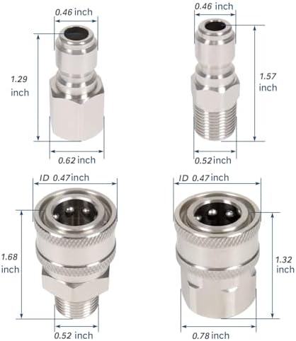 1/4'' Quick Connect Coupler Fittings Stainless Steel Adapter Set for Pressure Washer NPT Male and Female Thread Kit, 16 Pieces adapters - Image 2