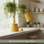 1 Gallon Plastic Watering Can with Long Spout & Dual Handles for Indoor Plants, Hanging Baskets - White, Yellow, Green, Gray - Image 3