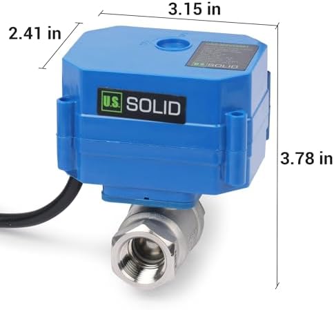 U.S. Solid 1/2" Motorized Ball Valve with US Plug 110VAC NSF Certified 304SS Electrical Ball Valve,Auto Return, Normally Closed (Pack of 12) - Image 7