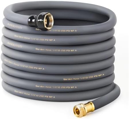 Garden Hose 5/8"x 75ft Brass Rubber Heavy Duty Water Hose 600 PSI Grey by Unknown