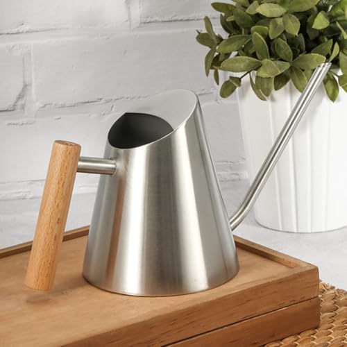 Long Spout Watering Can for Indoor Plants and Bonsai Gardening, 900ml Stainless Steel Pot with Wooden Handle, Seedling Watering Can for Home Balcony Plant Care - Image 6