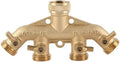 Brass 4-Way Garden Hose Splitter Ball Valve Water Faucet Connector Adapter for Irrigation by Unknown