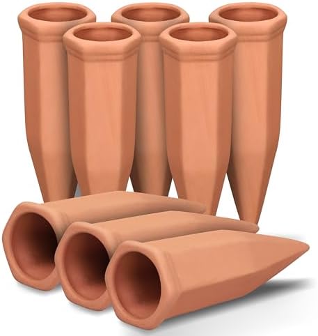 Soilagua Wine Bottle Watering Spikes, Terracotta Watering Spikes for Out | Indoor Plants, Self Watering Planter Insert, Vacation Plant Watering Devices, Clay Plant Watering Globes, 8-Pack by SoilaguaDirect
