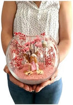 Charming 'Sweet ' Glass Globe Terrarium, 6.3 x 7.1 inches, Preserved Flowers & Pompoms, Gift for Friend or Girlfriend, Cute Decorative Accent, Home Decor Accent - Image 2