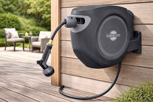 Sunneday SW-75S 75ft Retractable Hose Reel | Automatic Retractable w/Wall Mount | Easy to Assemble Reel w/Flexible Swivel Mount (75FT 1/2) - Image 3